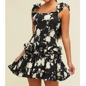 Off shoulder floral ruffle dress